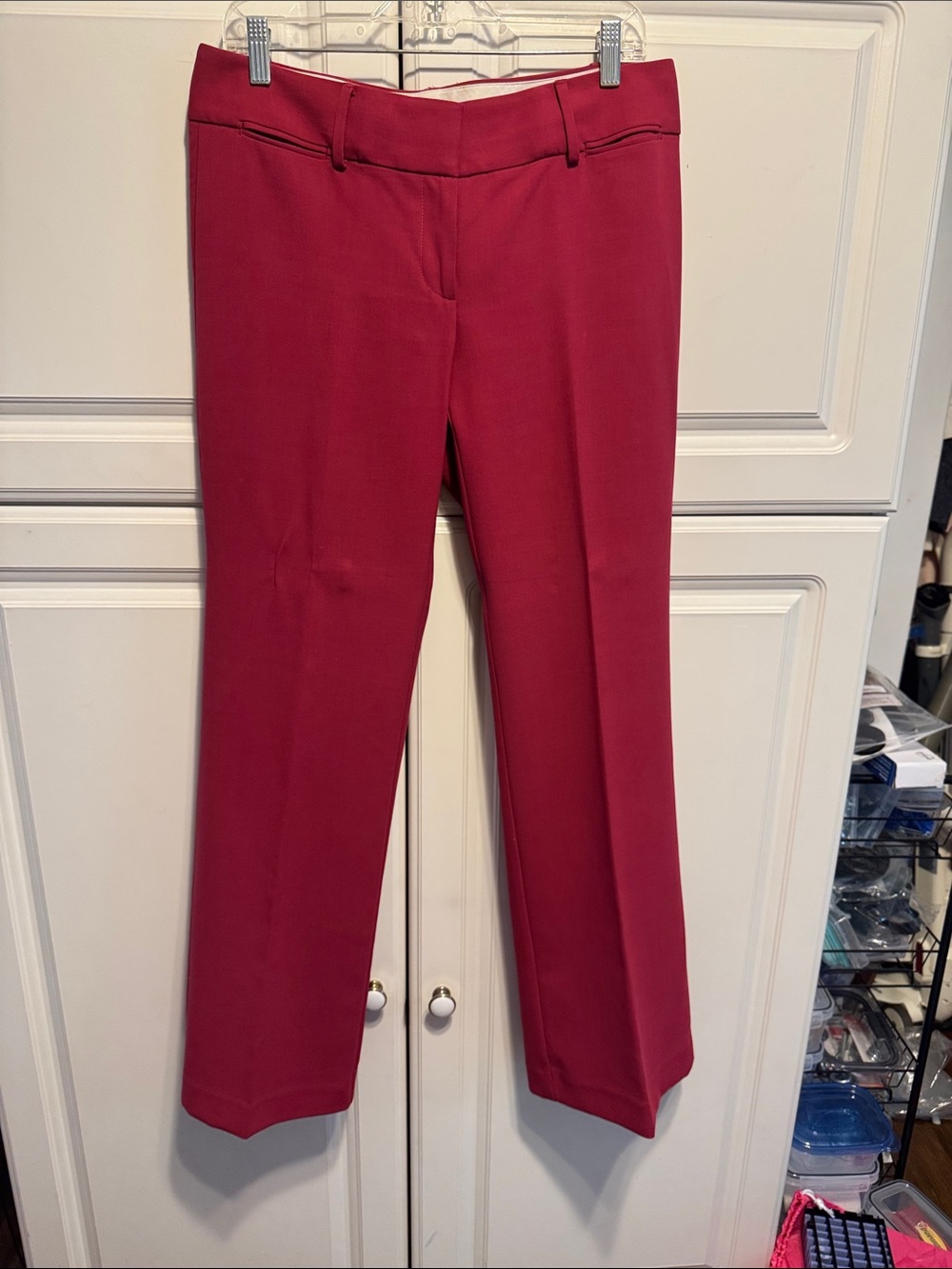 LOFT Raspberry Red Boot-Cut Marisaa Dress Pants